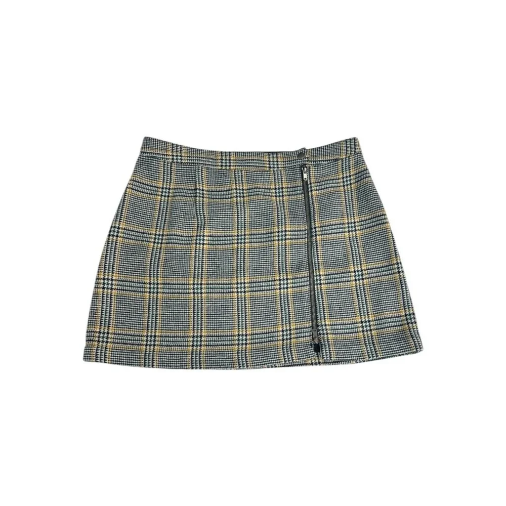 Abercrombie & Fitch Plaid Mini Skirt XL Wool Blend Preppy Y2K Academia Zip NWOT